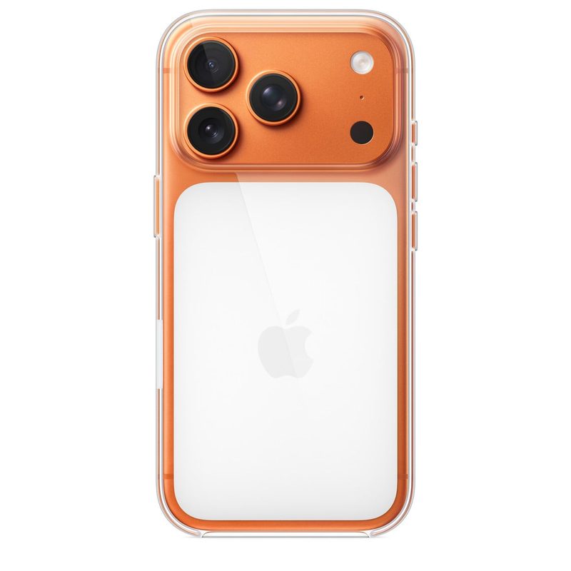 MaxPureCases clear MagSafe iPhone case with the Apple logo fully visible